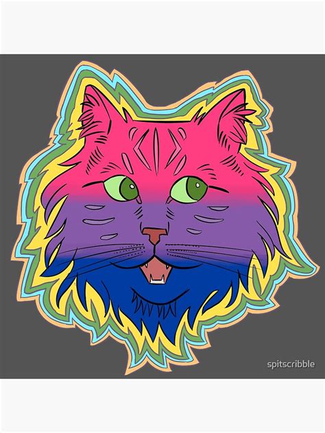 Lgbt Pride Cat Bi Flag Poster By Spitscribble Redbubble