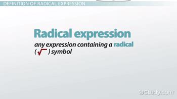 Radical Expression: Definition & Examples - Video & Lesson Transcript ...