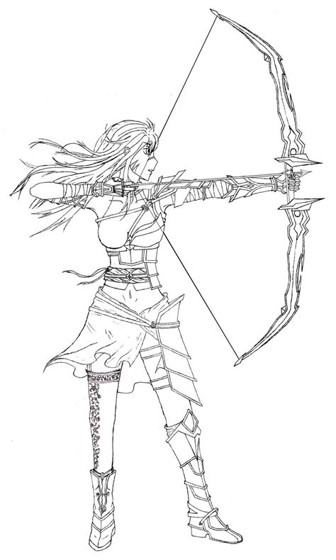 Female Archer Lineart By Rtsxtt On Deviantart