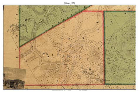 Minerva New York 1858 Old Town Map Custom Print Essex Co Old Maps