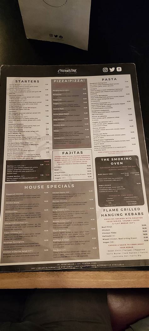 Menu At Central Park Restaurant Middlesbrough