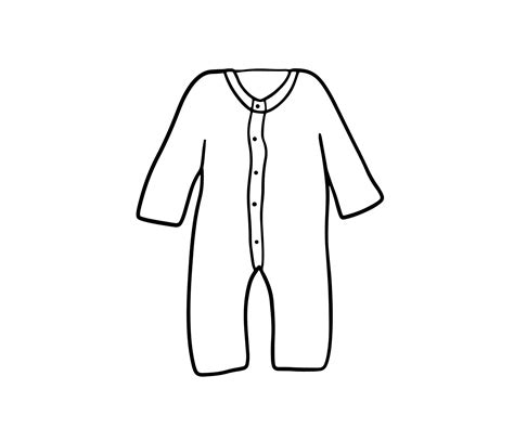 Infant Cute Bodysuit Doodle Outline Sketch Baby Clothes Isolated On