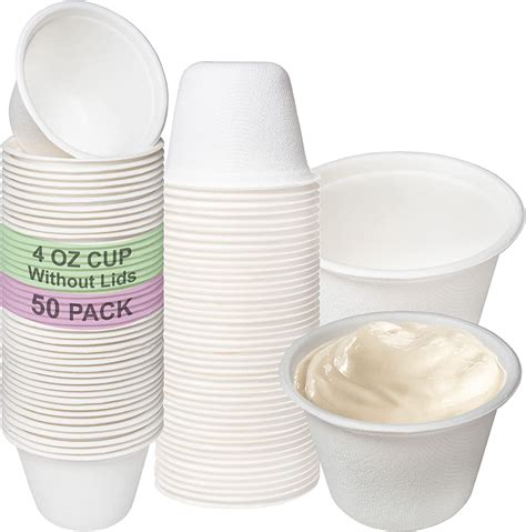 EcoQuality 4 Oz Compostable Portion Cups Sugarcane Bagasse Condiment