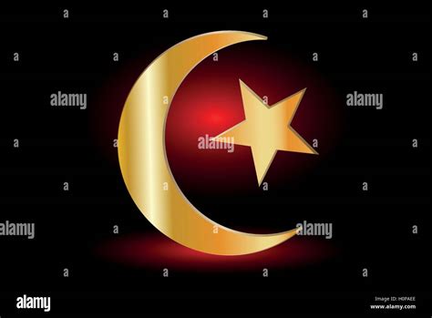 Símbolo musulmán El Islam símbolo media luna y la estrella icono del