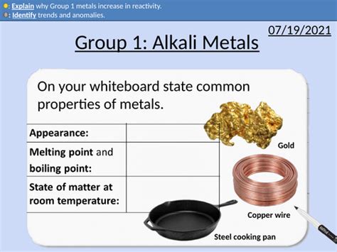 GCSE Chemistry: Group 1 - Alkali Metals | Teaching Resources