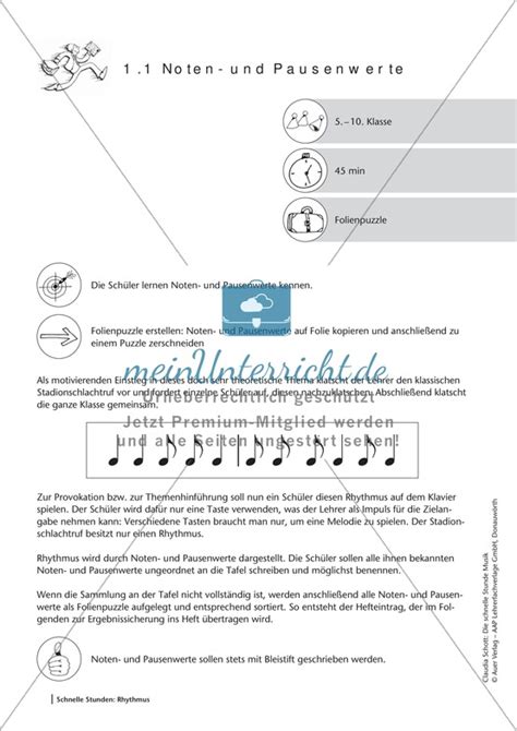 Musik Arbeitsblätter Unterrichtsmaterial meinUnterricht de