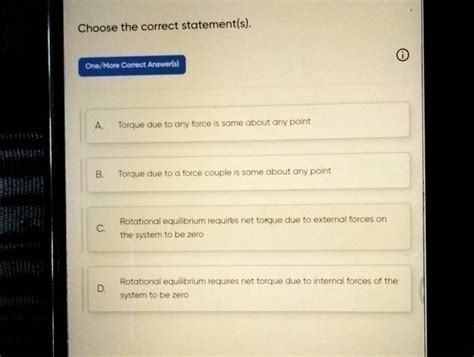 Choose The Correct Statement S One More Correct Answer S Filo