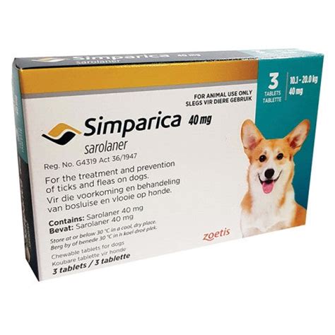 Simparica Tablets 40mg 10kg-20kg Turquo 3 – Cura Pharm