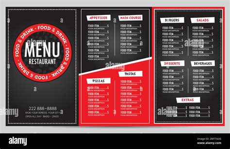 Restaurant Menu Red And Black Modern Design Template Stock Vector Image