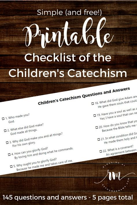 Free Printable Download Of The Childrens Catechism Questions And