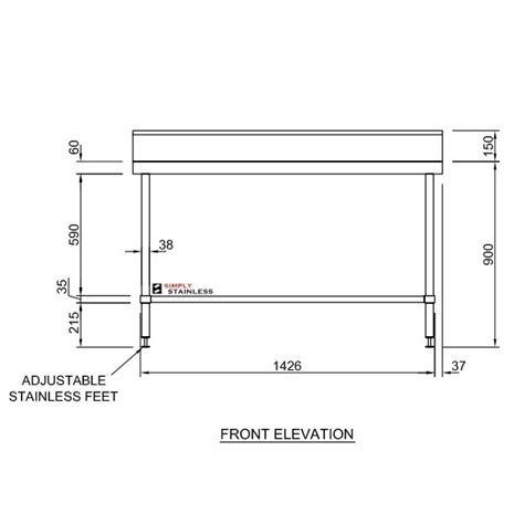 Simply Stainless SS02 7 1500 Splashback Work Bench 1500x700 Flatpack