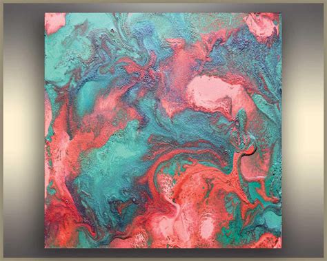 Turquoise Coral Art Abstract Painting Coral Abstract Art Etsy