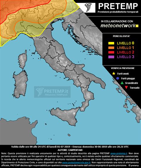 Previsione per lunedì 1 luglio 2019