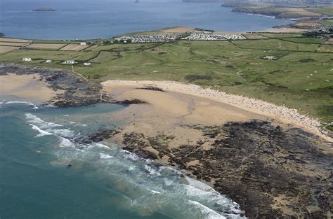 Breathtaking Aerial View of Constantine Bay in Cornwall