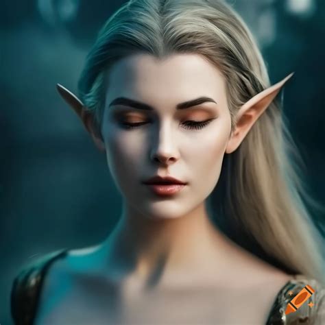 Beautiful 25 Year Old Female Elf With Long Blonde Hair In A Green Tunic On Craiyon