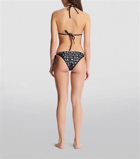 Womens Balmain Black Lam Logo Triangle Bikini Harrods Uk