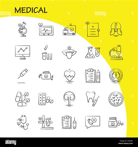 Medizinische Hand gezeichneten Symbole für Infografiken Mobile UX UI