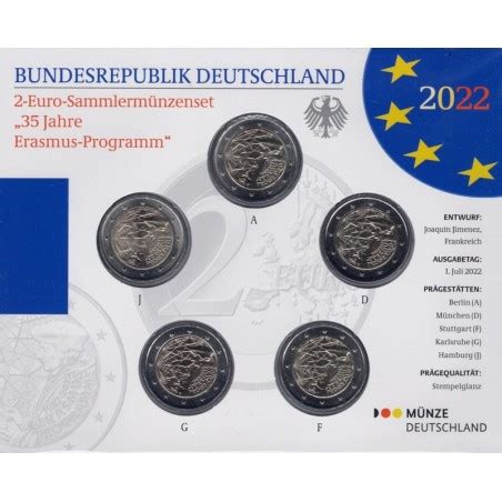 Eurocoin Eurocoins 2 Euro Germany 2022 ADFGJ Erasmus Progra