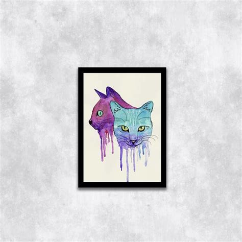 Quadro Aquarela Gatos Elo Produtos Especiais