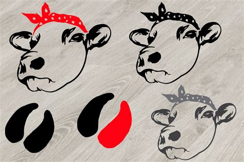 Cow Head Whit Bandana Silhouette Svg Cowboy Western Farm Milk S By