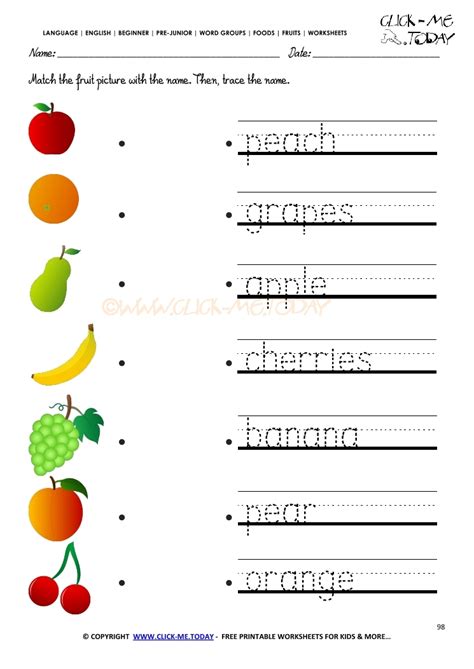 Trace The Fruit Coloring Page Tracing Twisty Noodle Preschool Worksheets Free Printable