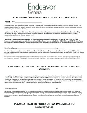 Fillable Online ELECTRONIC SIGNATURE DISCLOSURE AND AGREEMENT Fax Email