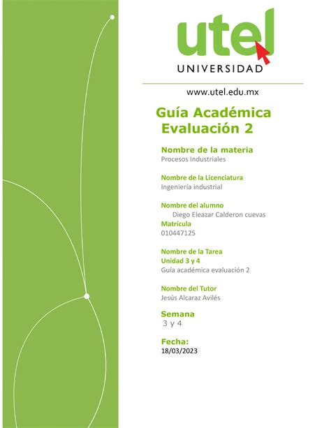 Procesos Industriales Semana 3 y 4 P Guía Académica Evaluación 2