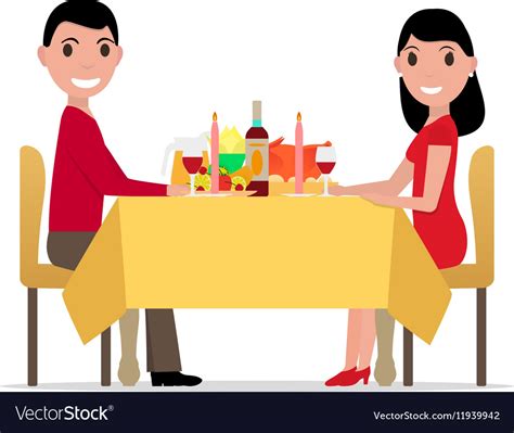 Cartoon romantic dinner by candlelight Royalty Free Vector