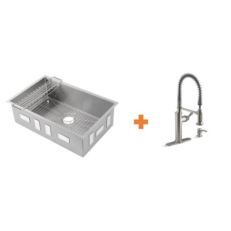 KOHLER Strive All-in-One Undermount Stainless Steel Single Bowl Kitchen ...