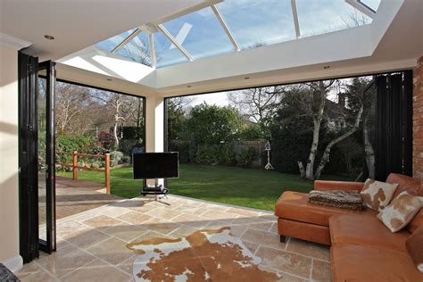 Open Orangery With Bifold Doors Bifold Doors Roof Lantern Roofing