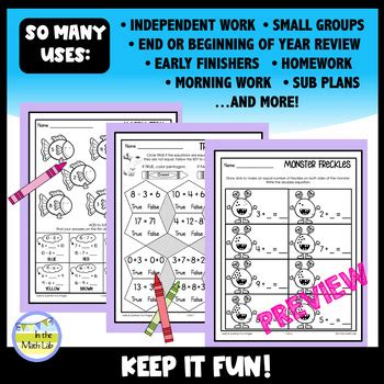 St Grade Add And Subtract Math Worksheets Fun Pages By In The Math Lab