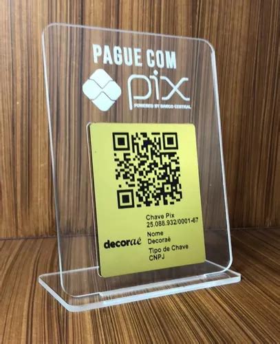 Placa Pix Acrilico Dourado Qr Code Google Instagram Whatsapp Venda Em