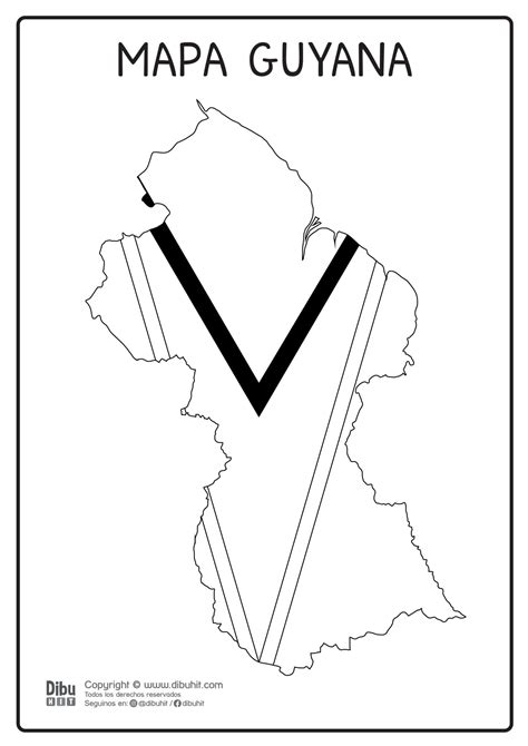 Mapa De Guyana Con Bandera Dibuhit