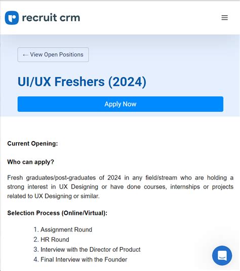 Recruit CRM Off Campus Drive 2024 Hiring UI UX Engineer Graduate