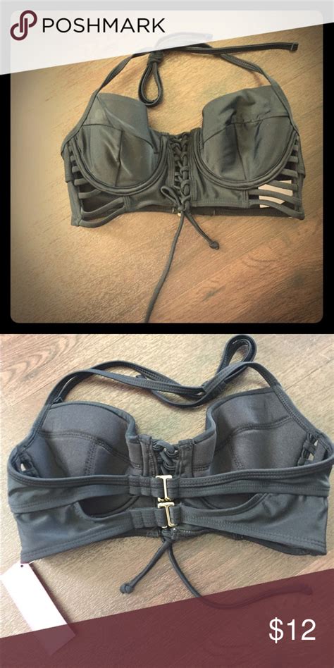 FINALNWT Lace Up Halter Bikini Top M Bikini Tops Halter Bikini Top Black Bikini Tops