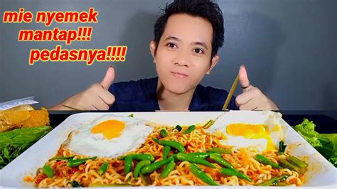 Asmr Mukbang Mie Nyemek Pedas Indomie Kuah Pedas Pake Telor Dan Cabe