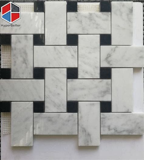 Basketweave Carrara White Marble Mosaic Hyperbetter Mosaic Series