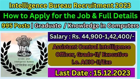 Intelligence Bureau Recruitment Acio Posts Central Govt