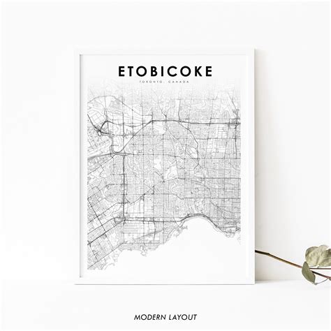 Etobicoke Toronto Map Print Ontario ON Canada Map Art Poster | Etsy