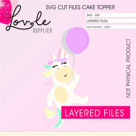 Unicorn Cake Topper SVG Unicorn SVG Cake Topper SVG - Etsy