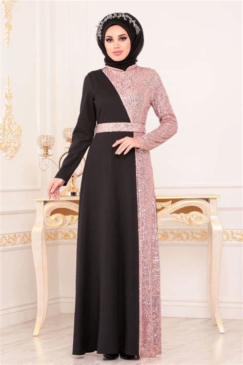 Rose Poudré Tesettürlü Abiye Elbise Robes de Soirée Hijab 8611PD