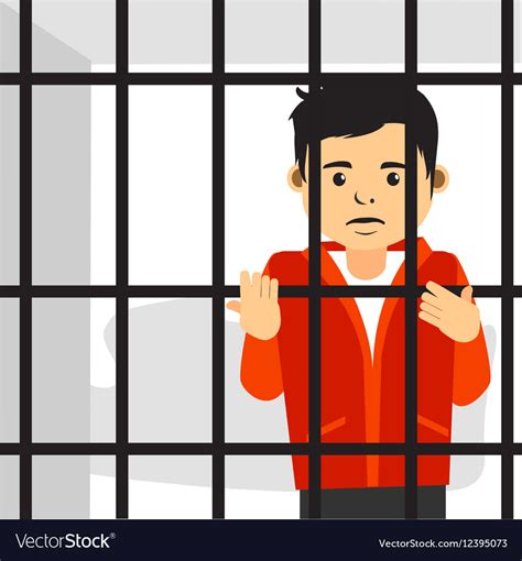 Handsome Guy Inside Jail Royalty Free Vector Image