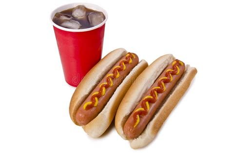 Hot Dogs And Cola Stock Image Image Of Eating Barbecue 27327505