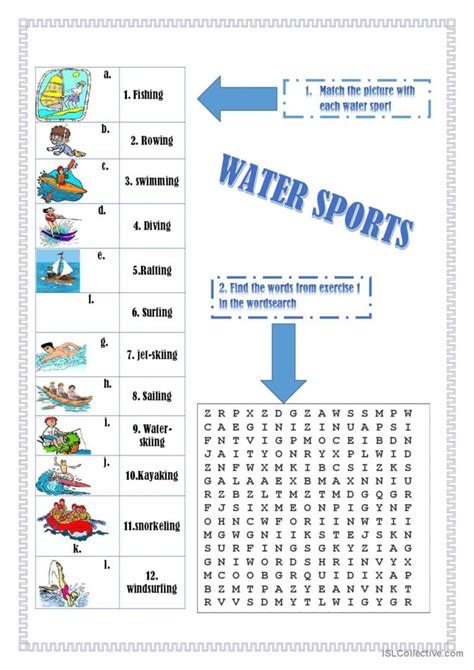 Water Sports Vocabulary Français FLE fiches pedagogiques pdf doc