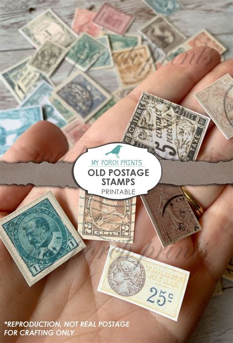 Old Postage Stamps Faux Junk Journal Printable Ephemera Etsy Canada