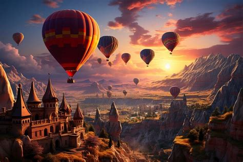 Premium Photo Capture A Cinematic Moment Featuring Colorful Hot Air