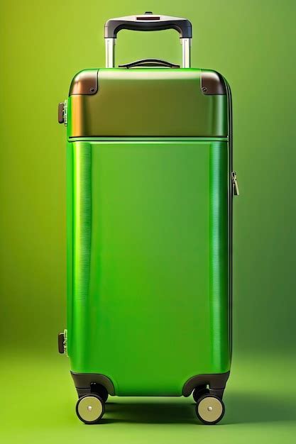 Modern green suitcase on a green background | Premium AI-generated image