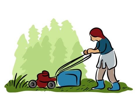 110 Woman Mowing Lawn Stock Illustrations Royalty Free Vector Graphics And Clip Art Istock