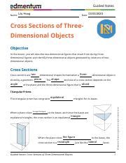 Understanding Cross Sections Of 3D Objects A Study Guide Course Hero