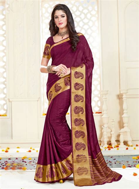 Izabelle Leite Purple Silk Festival Wear Saree Saree Designs